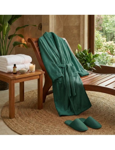 HALAT DE BAIE VELUR 100% BUMBAC (VERDE)
