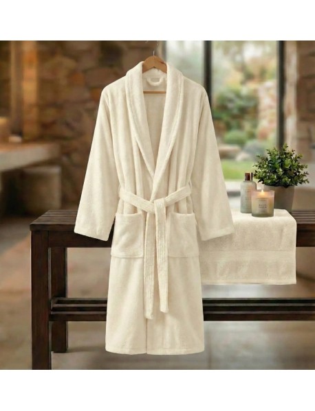 HALAT DE BAIE VELUR 100% BUMBAC (CREM)