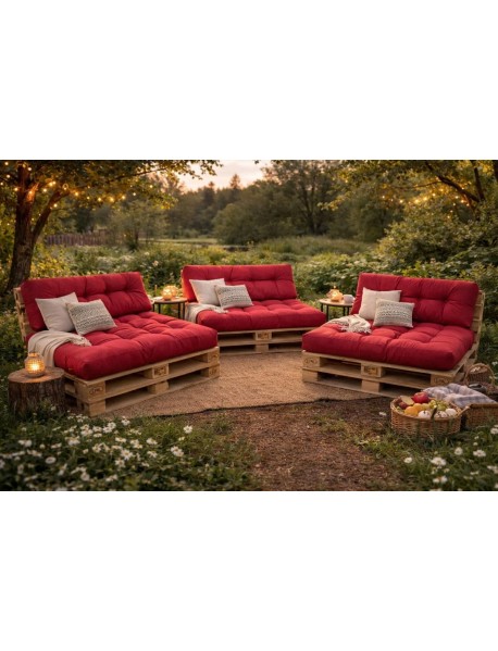 Set perne grădină ”Pallet Soft Seating” Roșu