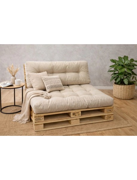 Set perne grădină ”Pallet Soft Seating” Crem