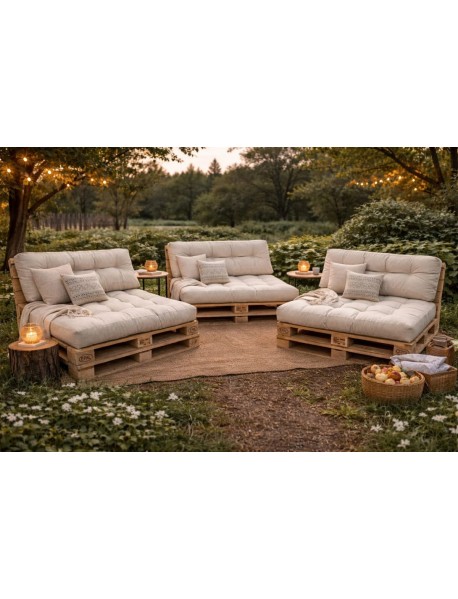 Set perne grădină ”Pallet Soft Seating” Crem