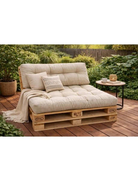 Set perne grădină ”Pallet Soft Seating” Crem
